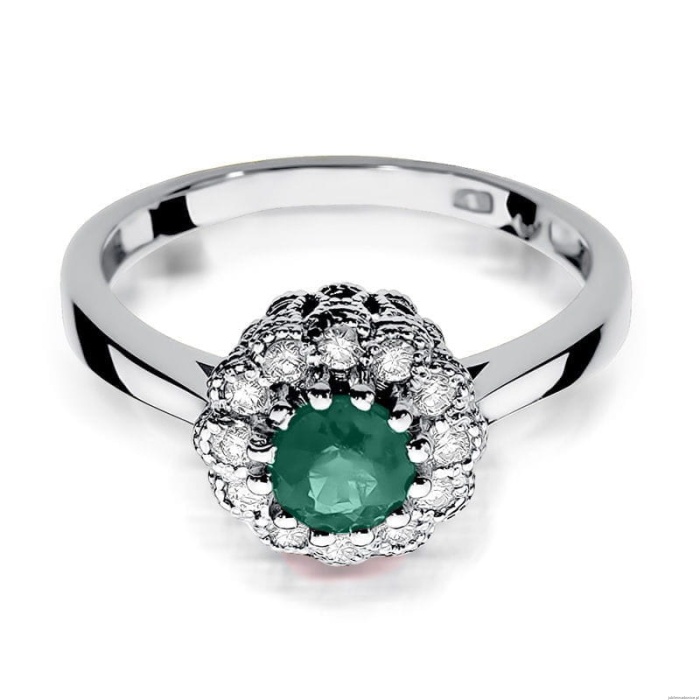Pierścionek W284 Szmaragd 0,50ct białe złoto