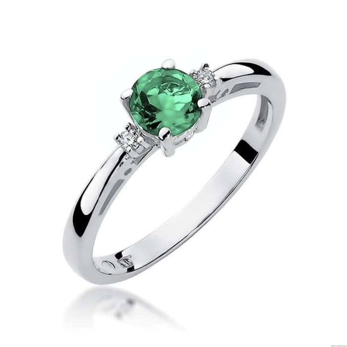 Pierścionek W010 Szmaragd 0,50ct białe złoto