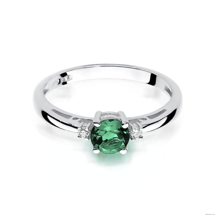 Pierścionek W010 Szmaragd 0,50ct białe złoto