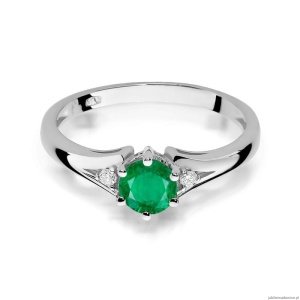Pierścionek W0076 Szmaragd 0,50ct białe złoto