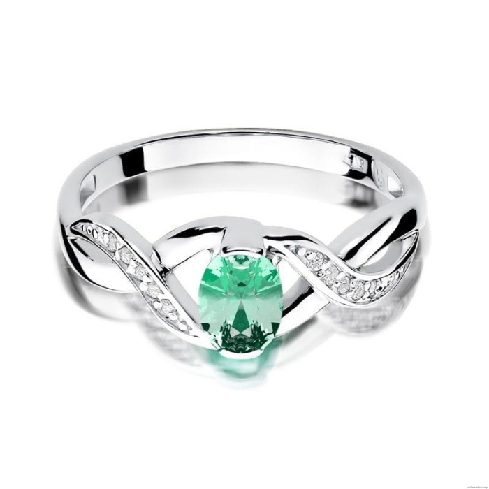 Pierścionek W028 Szmaragd 0,40ct białe złoto