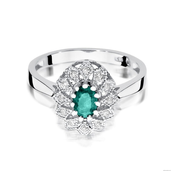Pierścionek W354 Szmaragd 0,40ct białe złoto
