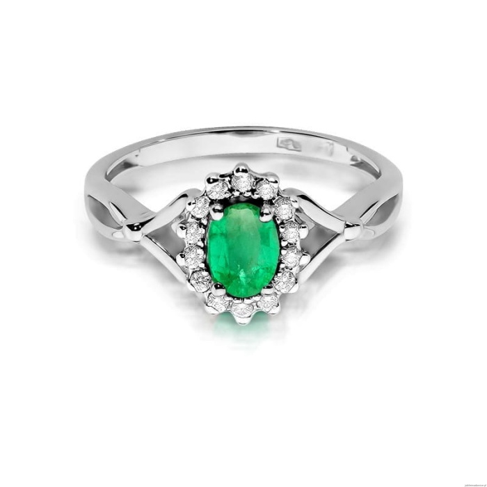 Pierścionek W182 Szmaragd 0,40ct białe złoto