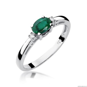 Pierścionek W006 Szmaragd 0,40ct białe złoto
