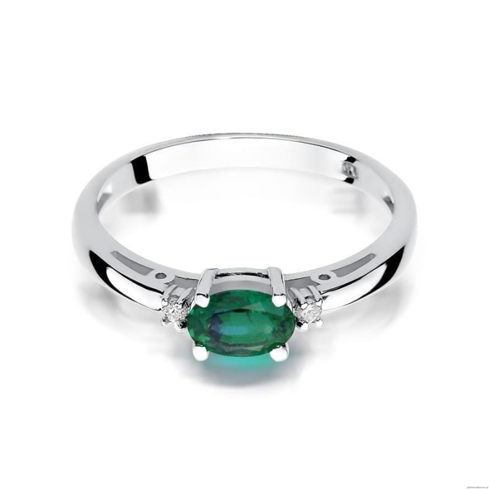Pierścionek W006 Szmaragd 0,40ct białe złoto