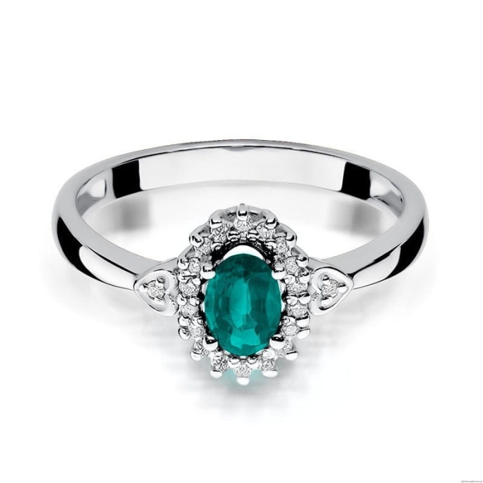 Pierścionek W312 Szmaragd 0,40ct białe złoto