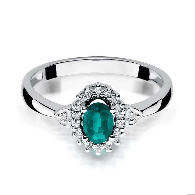 Pierścionek W312 Szmaragd 0,40ct białe złoto