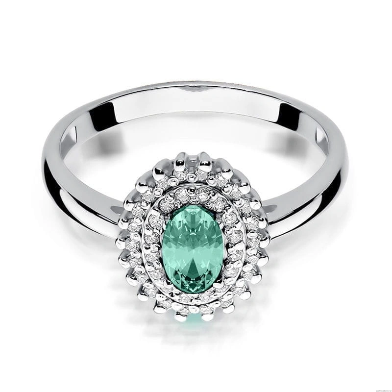 Pierścionek W303 Szmaragd 0,40ct białe złoto