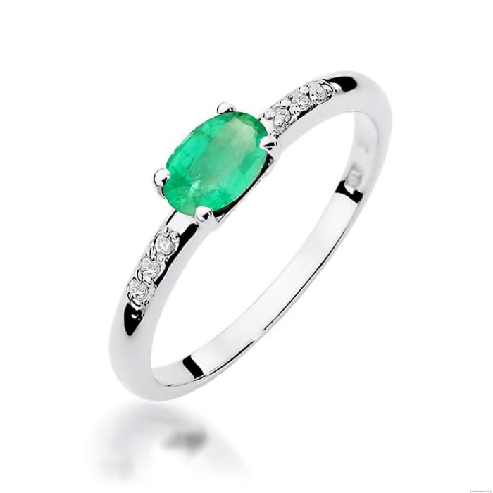 Pierścionek W077 Szmaragd 0,40ct białe złoto