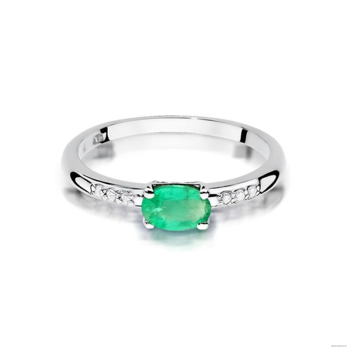 Pierścionek W077 Szmaragd 0,40ct białe złoto
