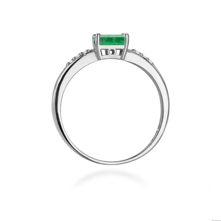 Pierścionek W077 Szmaragd 0,40ct białe złoto