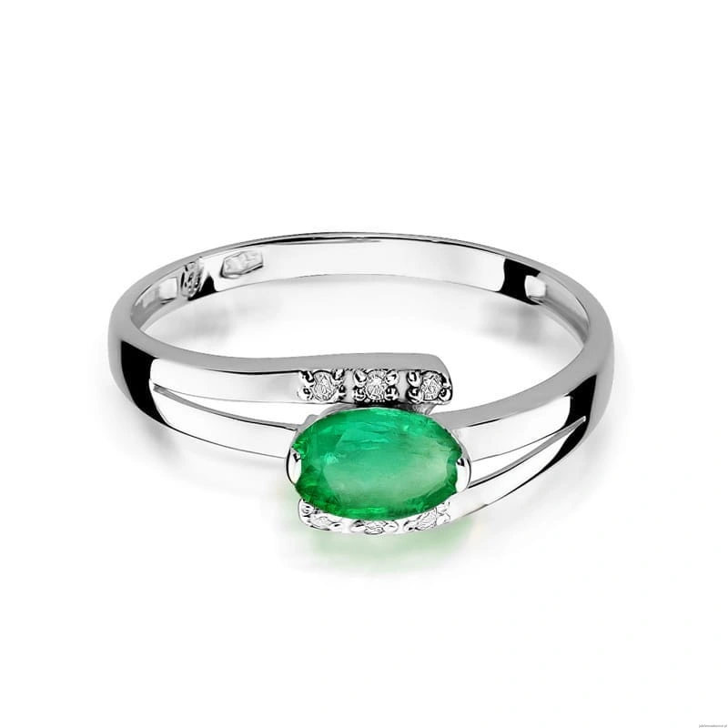 Pierścionek W119 Szmaragd 0,40ct białe złoto