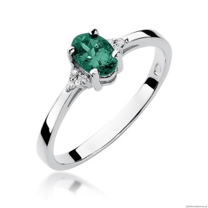 Pierścionek W301 Szmaragd 0,40ct białe złoto