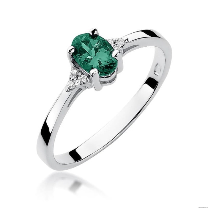 Pierścionek W301 Szmaragd 0,40ct białe złoto