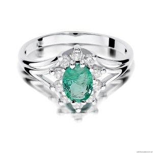 Pierścionek W037 Szmaragd 0,80ct białe złoto