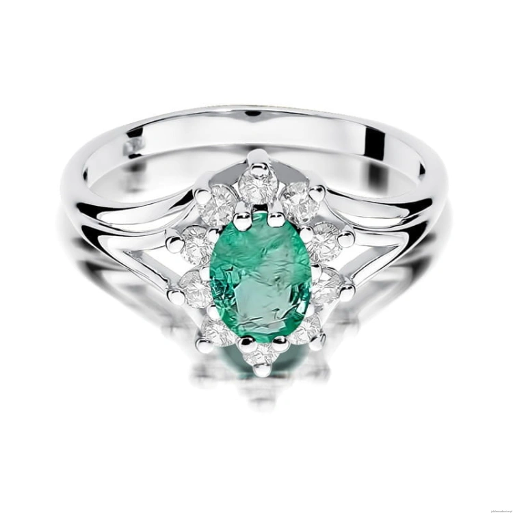 Pierścionek W037 Szmaragd 0,80ct białe złoto