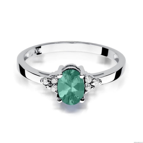 Pierścionek W308 Szmaragd 0,80ct białe złoto