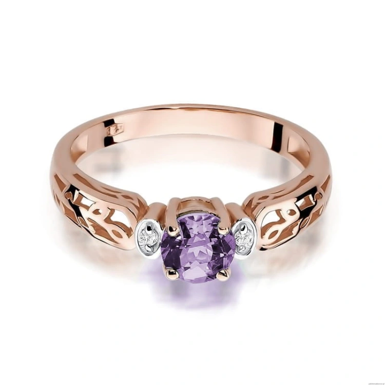 Pierścionek W014 Ametyst 0,50ct różowe złoto