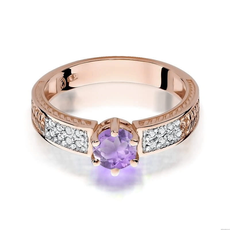 Pierścionek W075 Ametyst 0,50ct różowe złoto