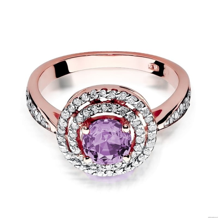 Pierścionek W274 Ametyst 0,90ct różowe złoto