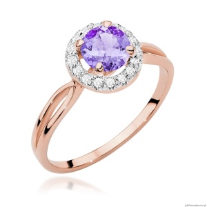 Pierścionek W538 Ametyst 0,90ct różowe złoto