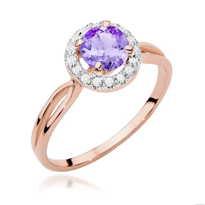 Pierścionek W538 Ametyst 0,90ct różowe złoto