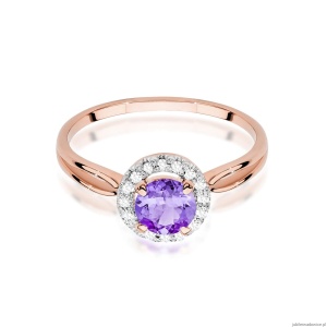 Pierścionek W538 Ametyst 0,90ct różowe złoto