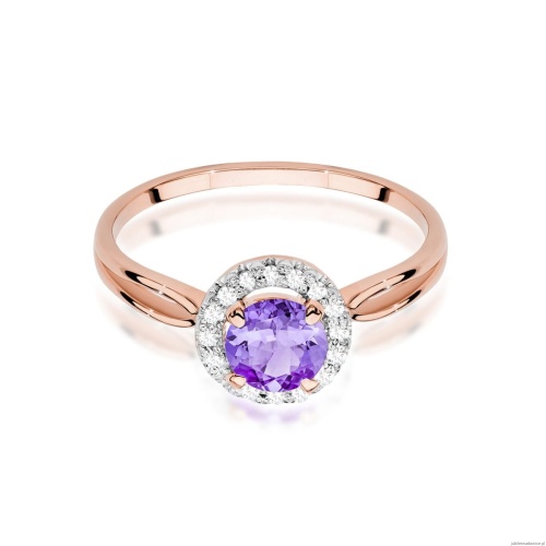 Pierścionek W538 Ametyst 0,90ct różowe złoto