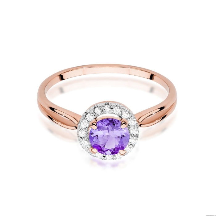 Pierścionek W538 Ametyst 0,90ct różowe złoto