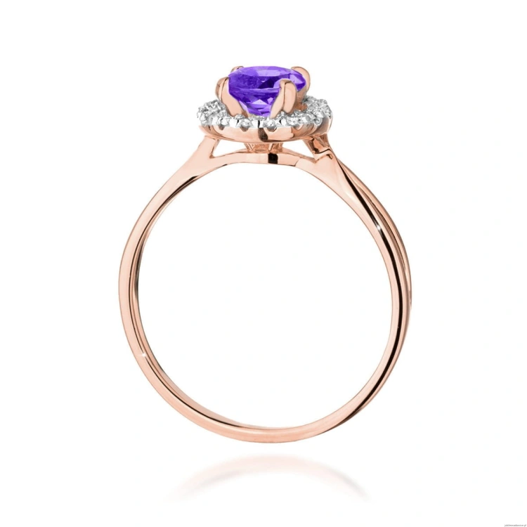 Pierścionek W538 Ametyst 0,90ct różowe złoto