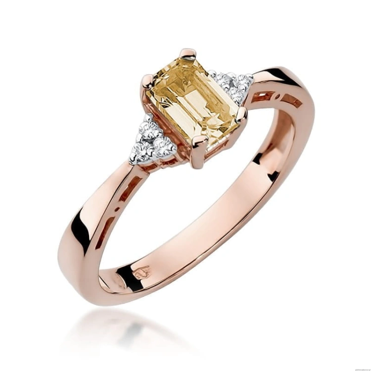 Pierścionek W002 Cytryn 0,60ct różowe złoto