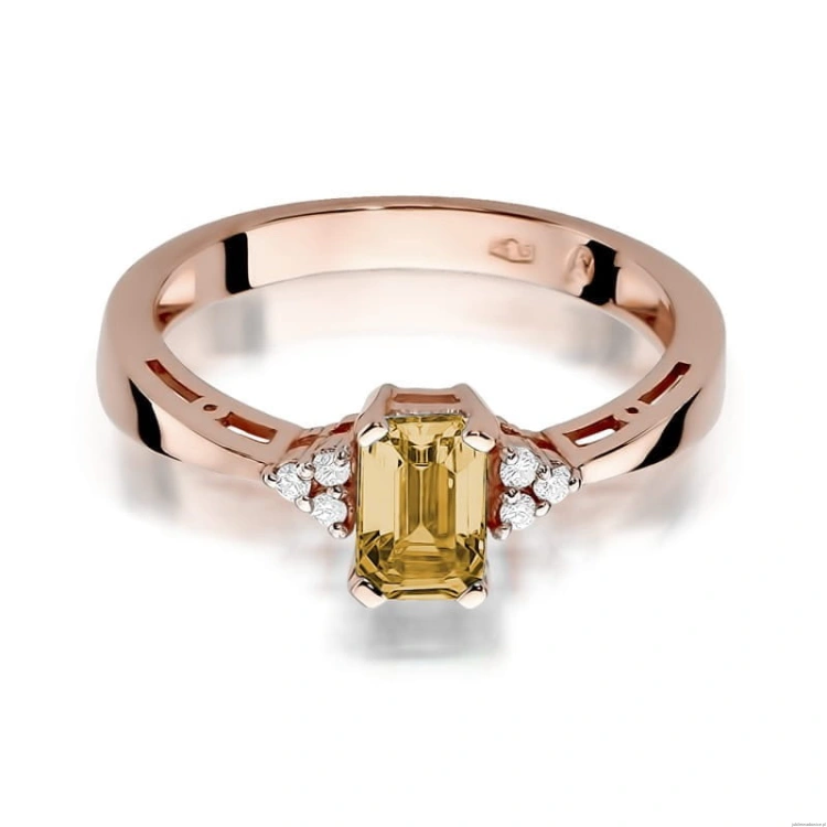 Pierścionek W002 Cytryn 0,60ct różowe złoto