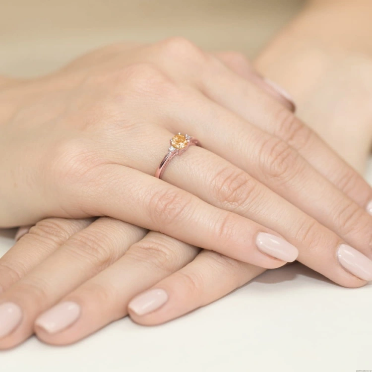 Pierścionek W010 Cytryn 0,50ct różowe złoto