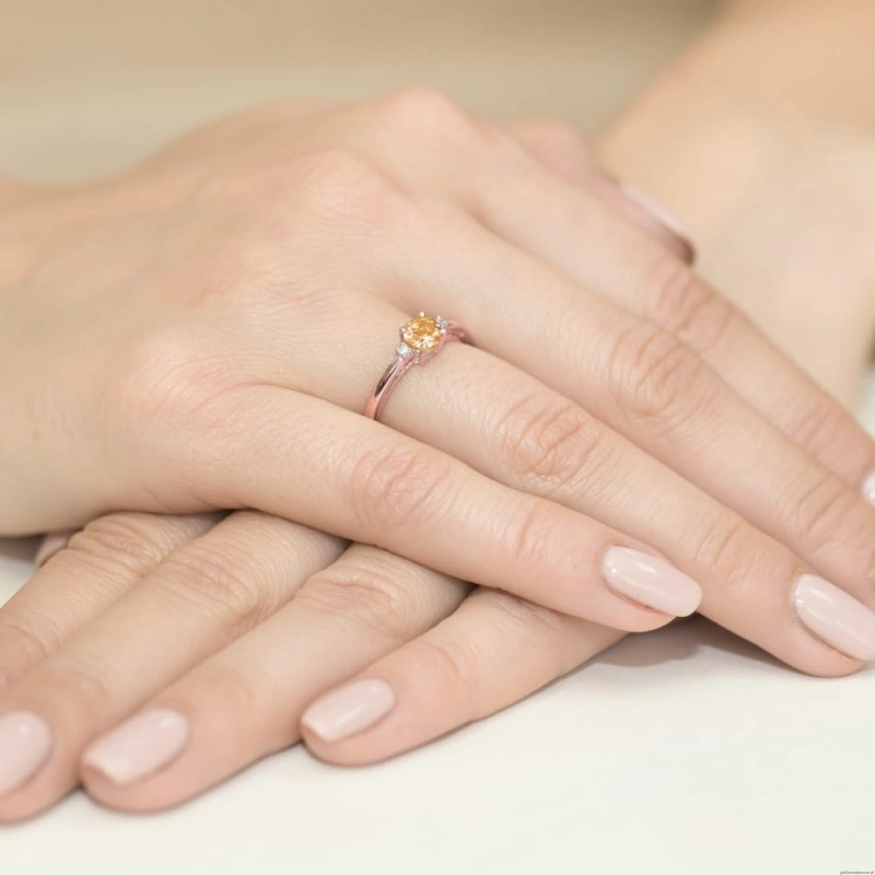 Pierścionek W010 Cytryn 0,50ct różowe złoto