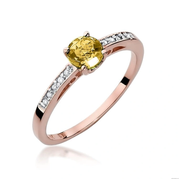 Pierścionek W066 Cytryn 0,50ct różowe złoto
