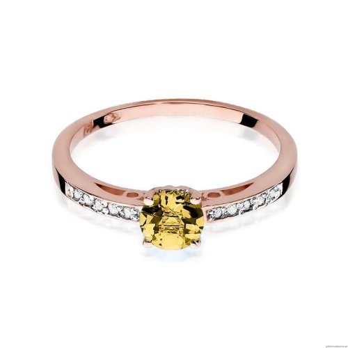 Pierścionek W066 Cytryn 0,50ct różowe złoto