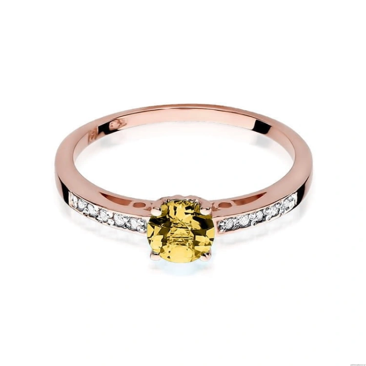 Pierścionek W066 Cytryn 0,50ct różowe złoto