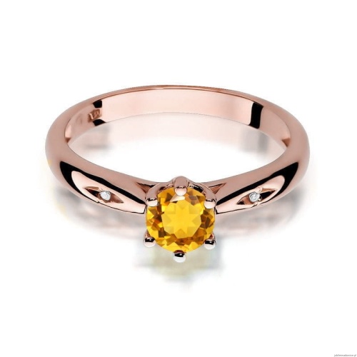 Pierścionek W074 Cytryn 0,50ct różowe złoto
