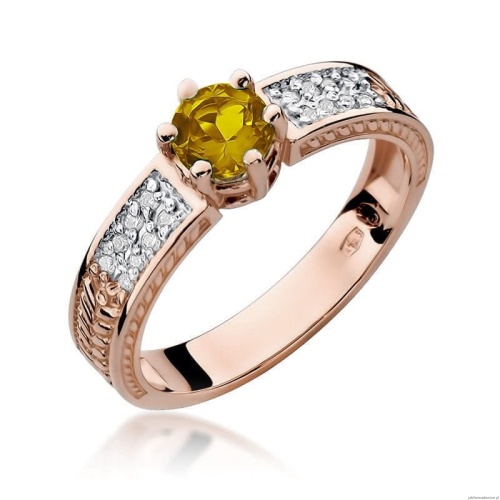 Pierścionek W075 Cytryn 0,50ct różowe złoto
