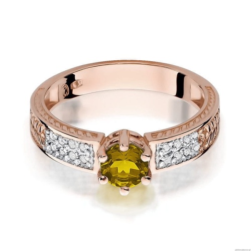 Pierścionek W075 Cytryn 0,50ct różowe złoto