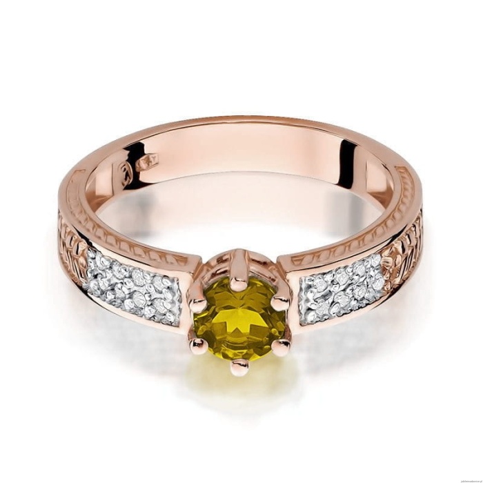Pierścionek W075 Cytryn 0,50ct różowe złoto