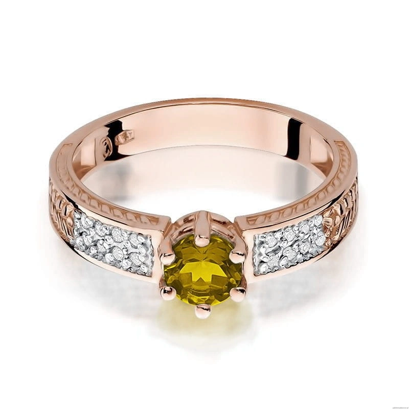 Pierścionek W075 Cytryn 0,50ct różowe złoto