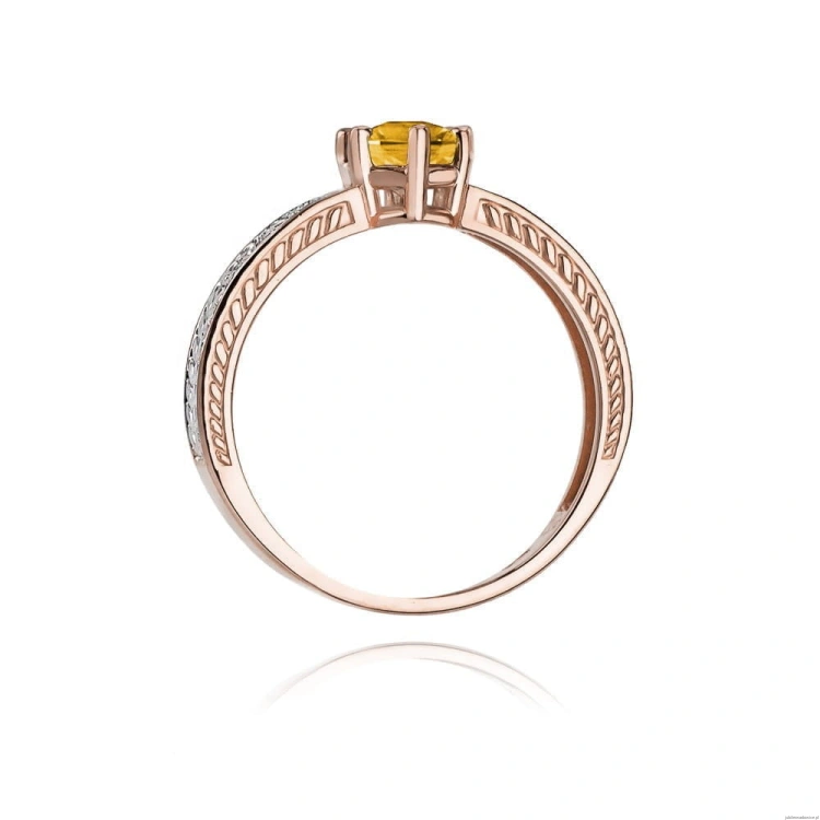 Pierścionek W075 Cytryn 0,50ct różowe złoto