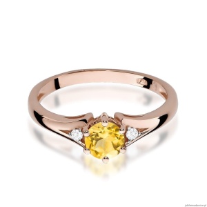 Pierścionek W0076 Cytryn 0,50ct różowe złoto