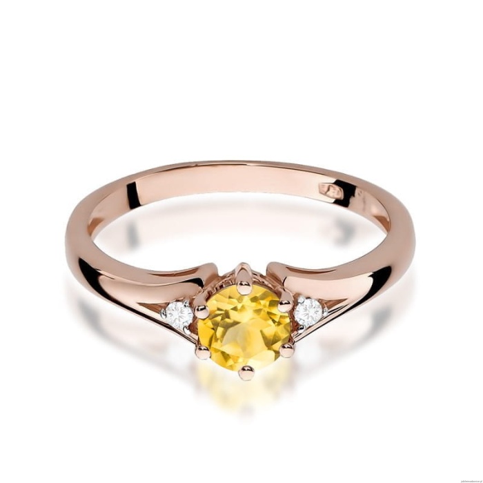 Pierścionek W0076 Cytryn 0,50ct różowe złoto