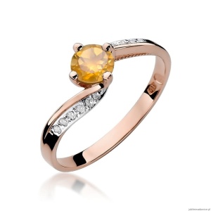 Pierścionek W084 Cytryn 0,50ct różowe złoto