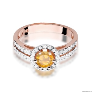Pierścionek W087 Cytryn 0,50ct różowe złoto