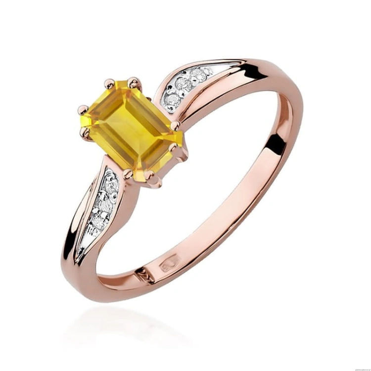 Pierścionek W094 Cytryn 0,60ct różowe złoto