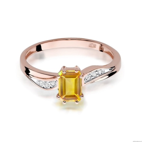Pierścionek W094 Cytryn 0,60ct różowe złoto
