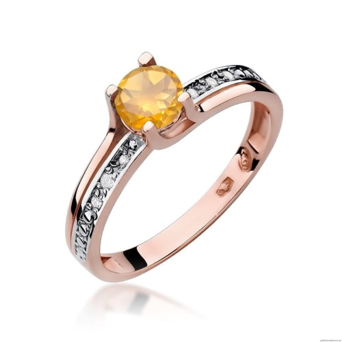 Pierścionek W106 Cytryn 0,50ct różowe złoto